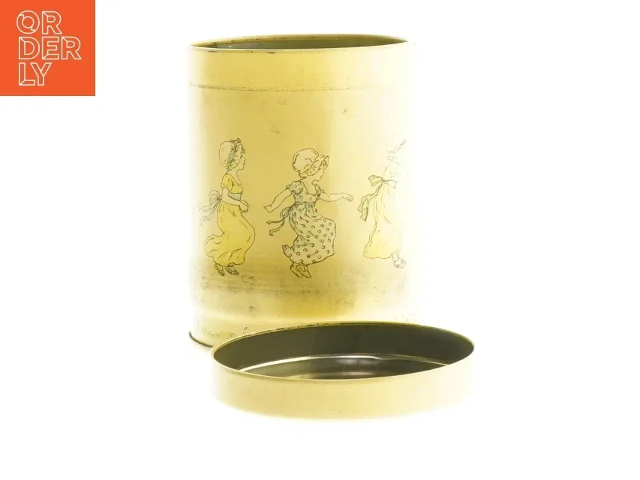Billede 3 - Metal dåse med Kate Greenaway motiv (str. Ø 9 cm h 12 cm)