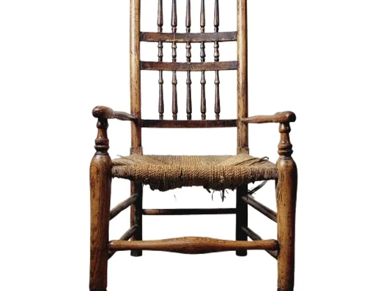 Billede 4 - Antik Lancashire Spindle-back armstol i massiv eg 