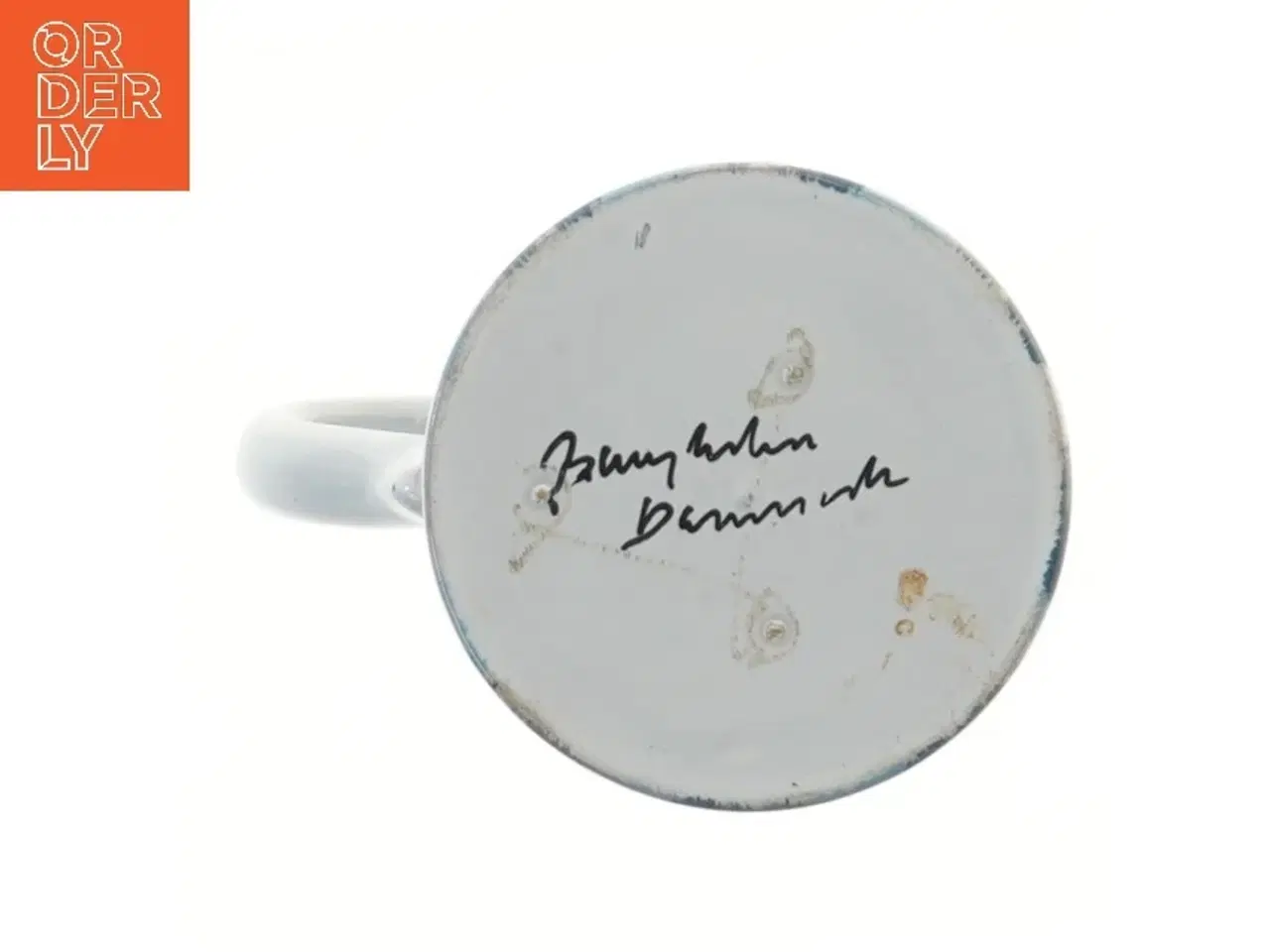 Billede 3 - Keramisk kande med blå striber (str. Ø 8 cm længde 11,5 cm)