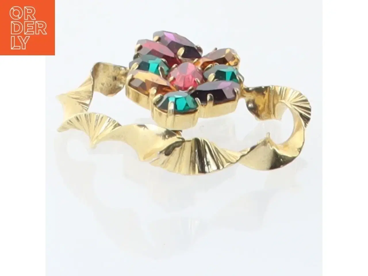 Billede 3 - Vintage broche med farvede sten (str. 7 x 5 cm)