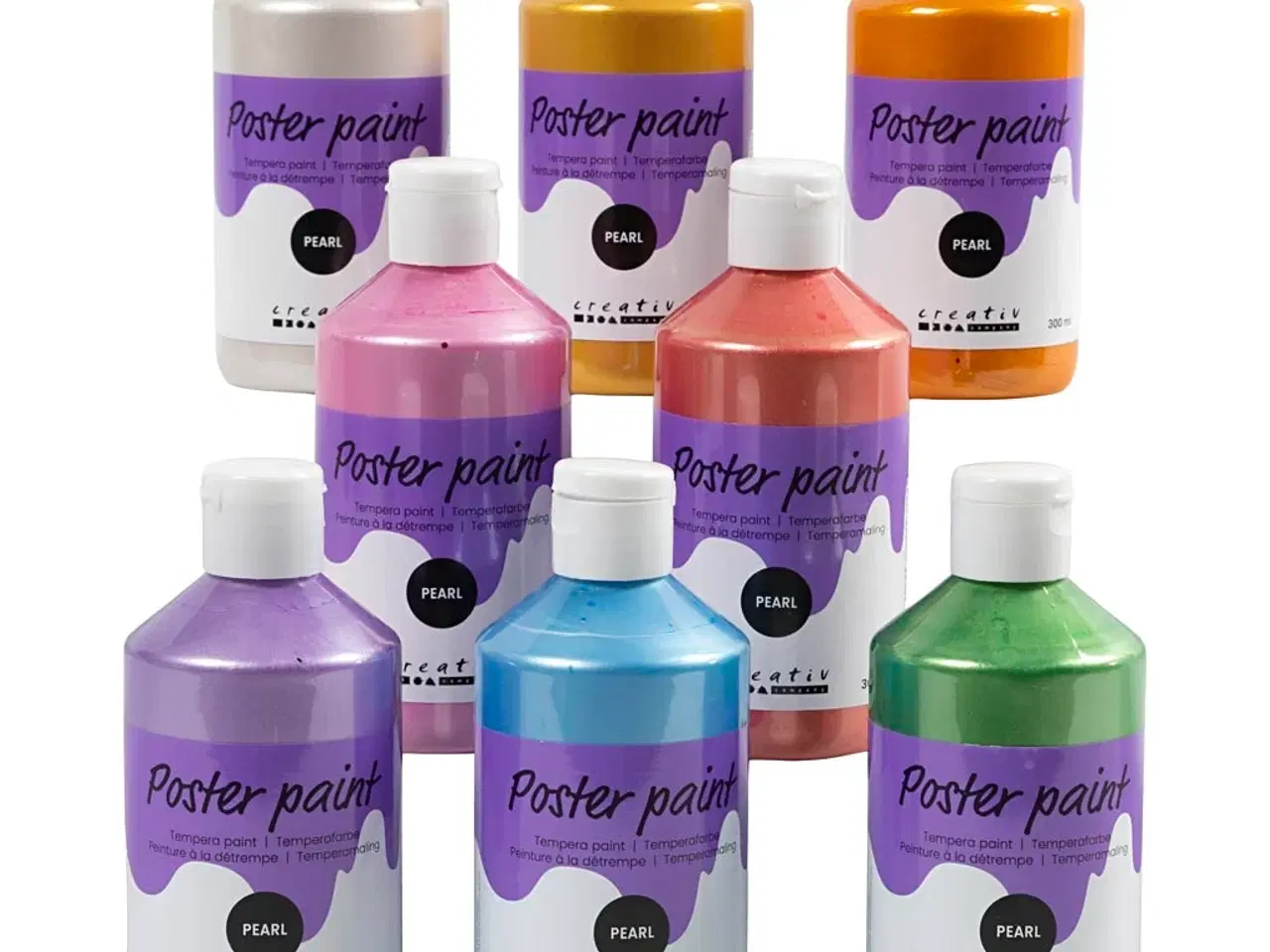 Billede 1 - Temperamaling Perlemor, ass. farver, 8x300ml/ 1 pk.
