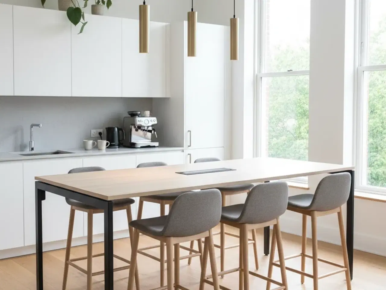 Billede 2 - Kinnarps Nexus Højbord – Natur/Sort Stel 200x100x90