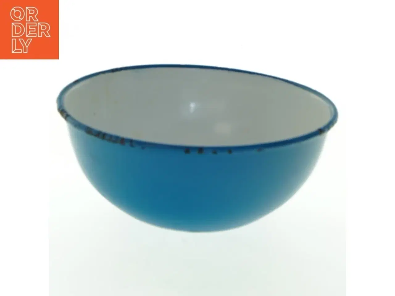 Billede 1 - Blå emaljeret skål (str. Ø 15 cm)