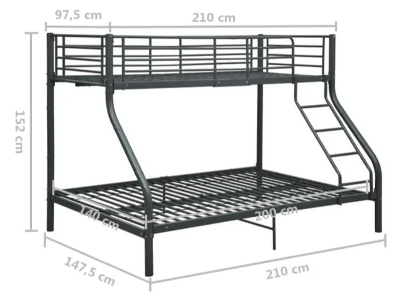 Billede 7 - Sengestel til køjeseng 140 x 200 cm/90 x 200 cm metal sort