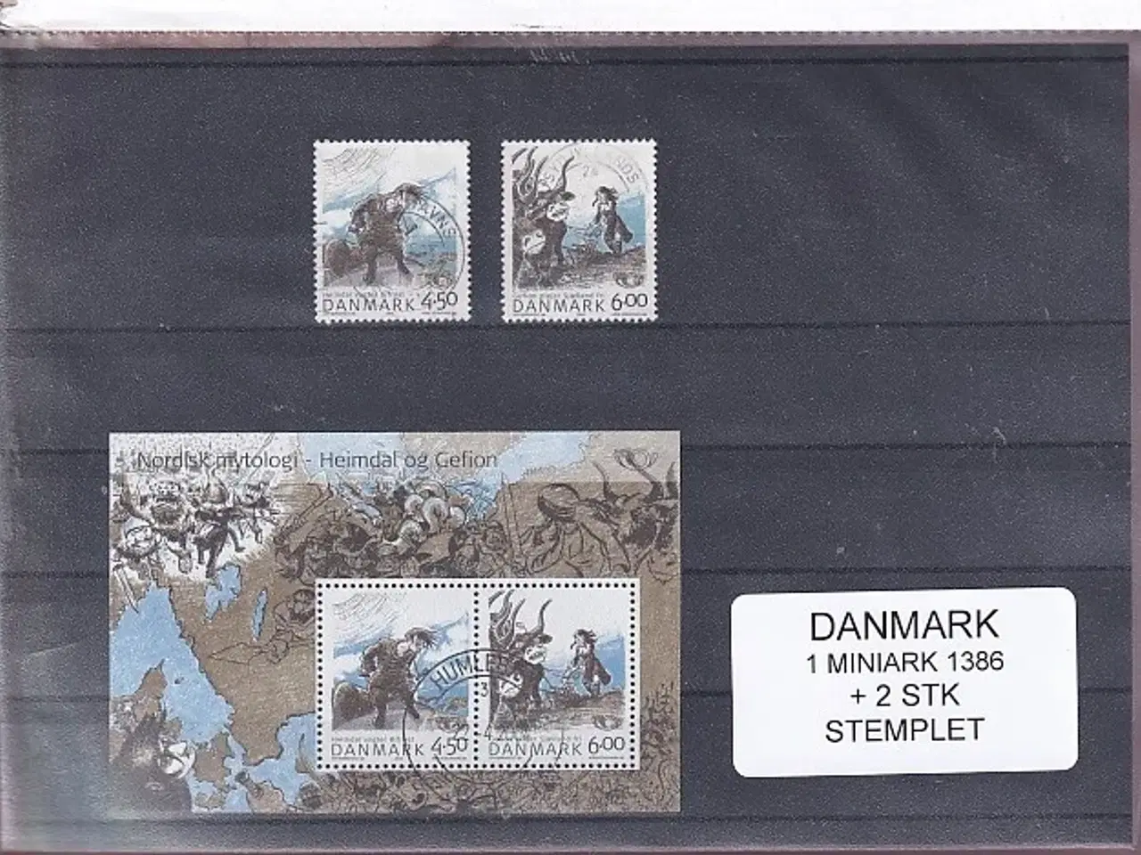 Billede 1 - Danmark - Miniark 1386 + enkeltmærker - Stemplet