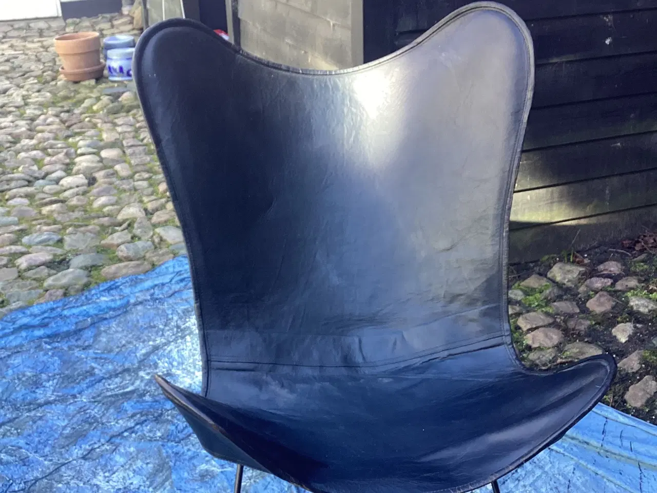 Billede 2 - Flagermus stol sort læder