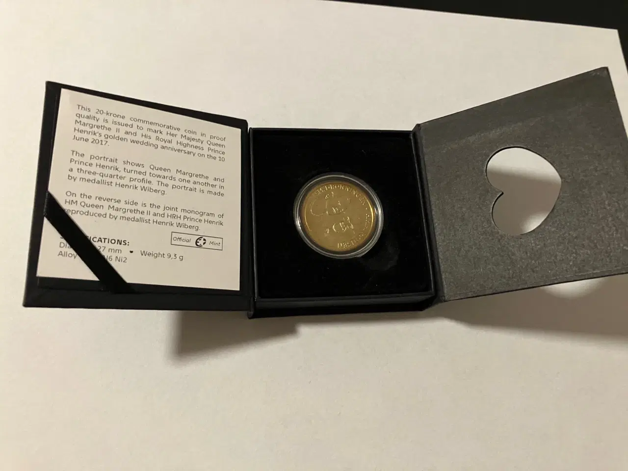 Billede 1 - 20 kroner - Margrethe II og Prins Henriks guldbryllup 2017 i æske