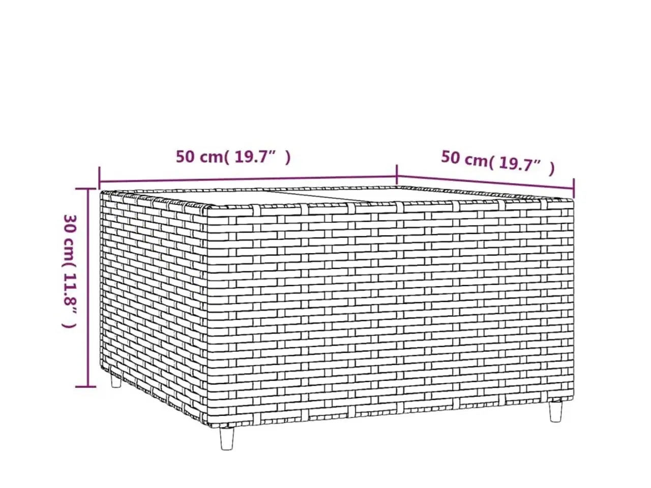 Billede 6 - Havebord 50x50x30 cm firkantet polyrattan sort