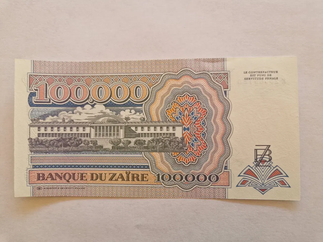 Billede 2 - 100000 Zaires Zaire 1992