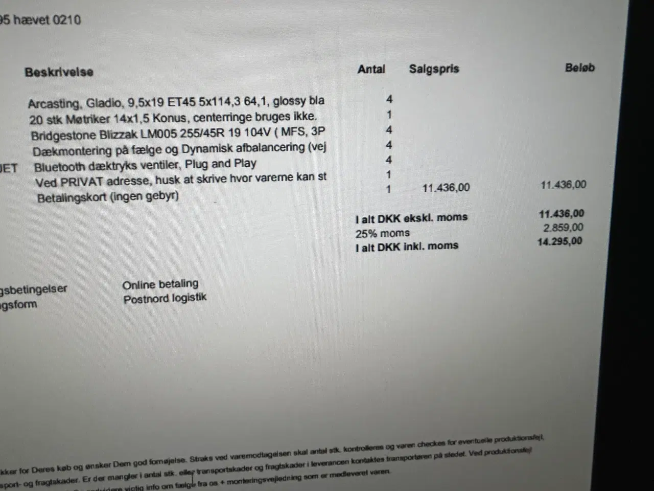 Billede 1 - Sorte alufælge med vinterdæk