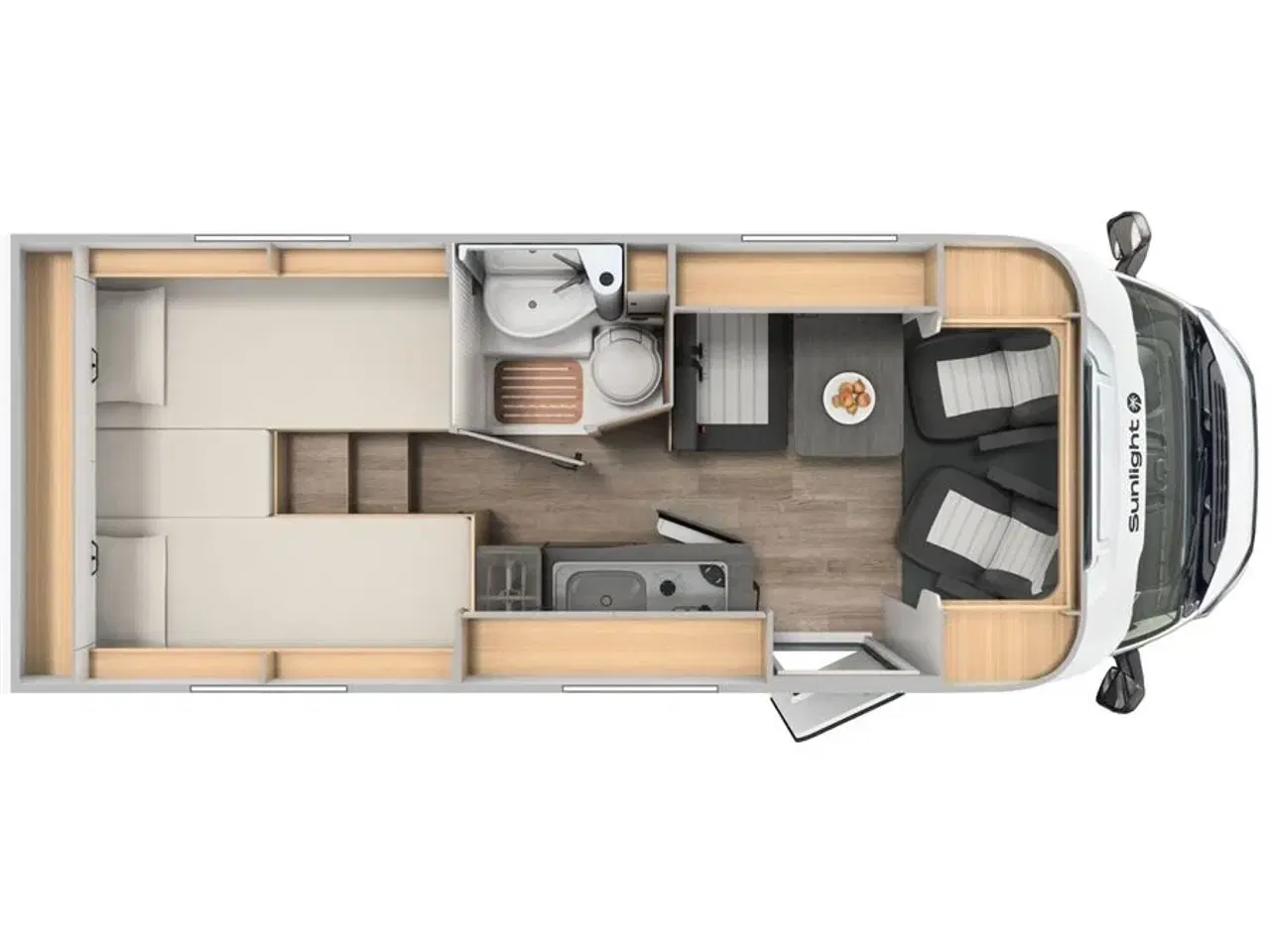 Billede 2 - 2025 - SunLight VAN V66 Adventure   Sunlights populære smalle Van med enkeltsenge - 140hk og automatgear!