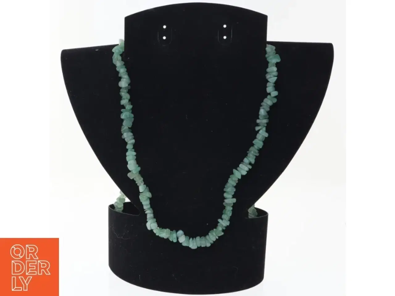 Billede 1 - Grøn agate halskæde (str. 88 cm)