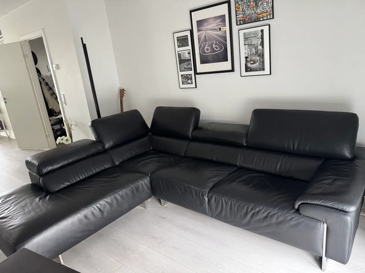 Billede 3 - Kvalitets lædersofa med chaiselong