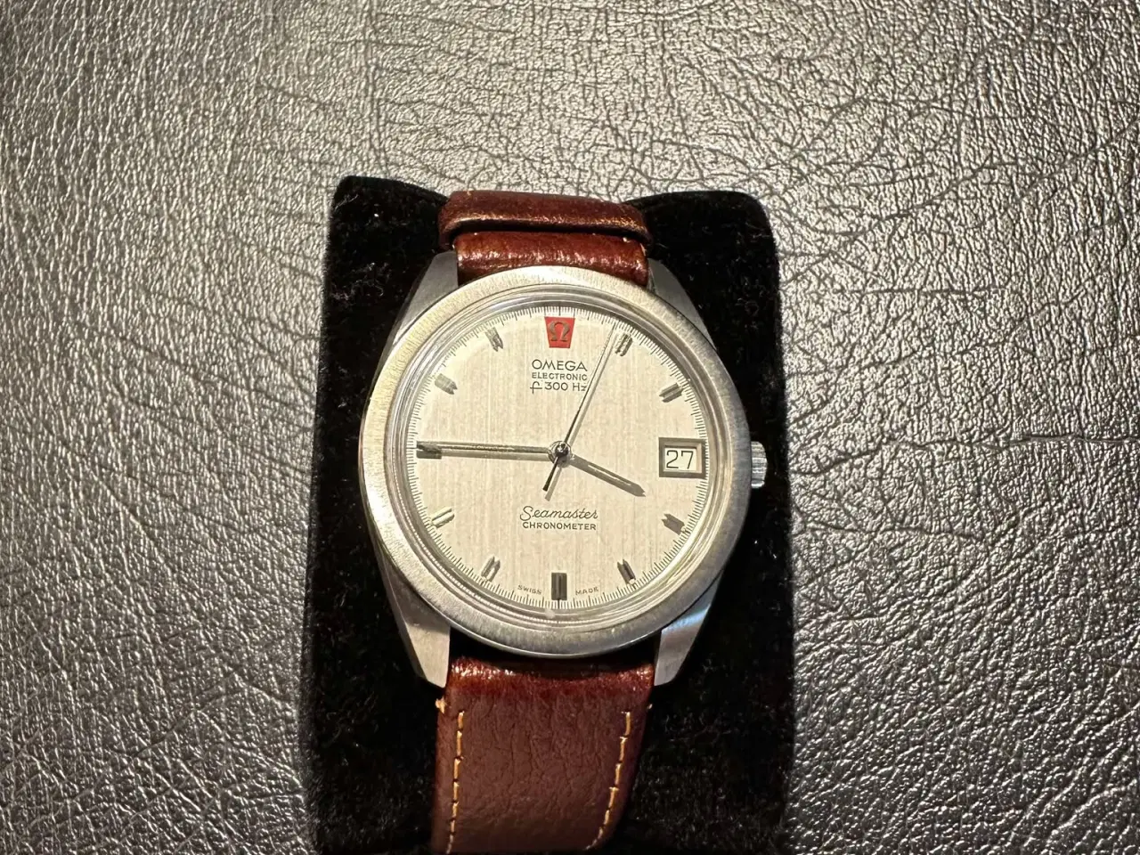 Billede 2 - Omega Armbåndsur Sølvfarvet med Brun Læderrem