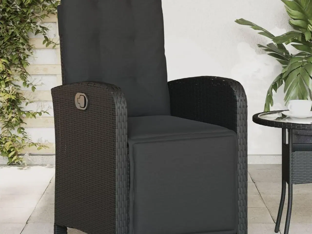 Billede 3 - Havestole 2 stk. med lænefunktion og fodstøtte polyrattan sort