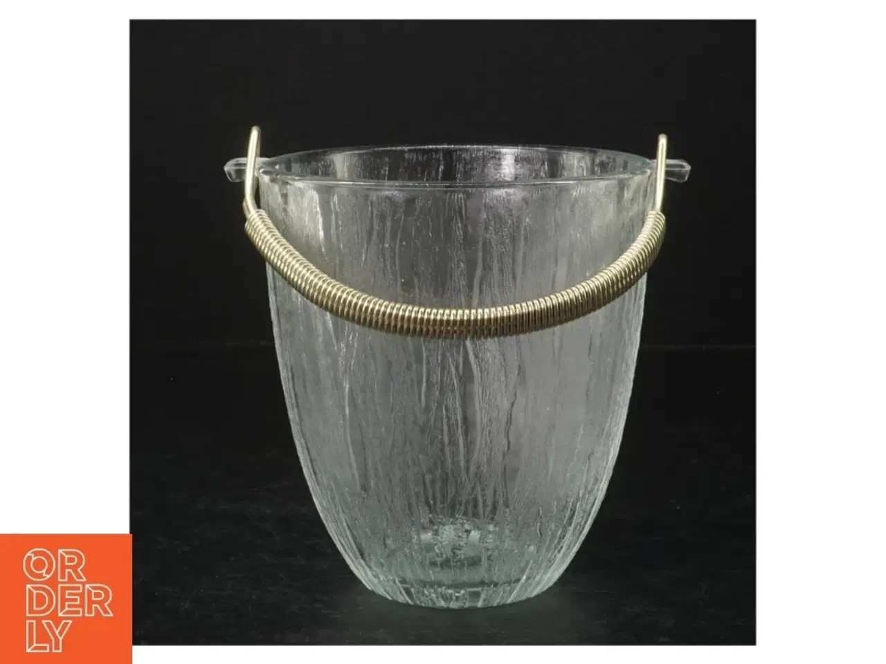 Billede 2 - Isterningespand i glas og metal (str. H. 13,5 cm. ø. 12,5 cm)