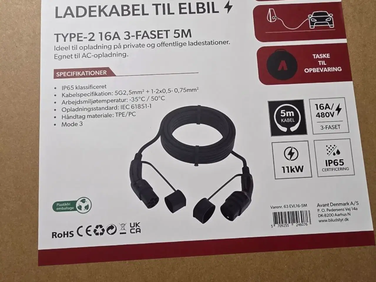 Billede 1 - Ladekabel og transportabel lader til elbil