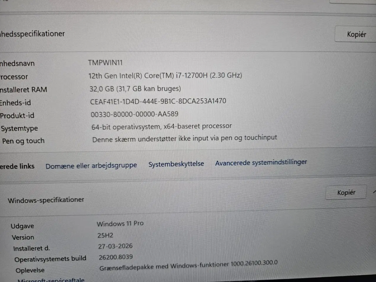 Billede 9 - PC Specialist – i7-12700H / RTX 3060 / 32GB RAM