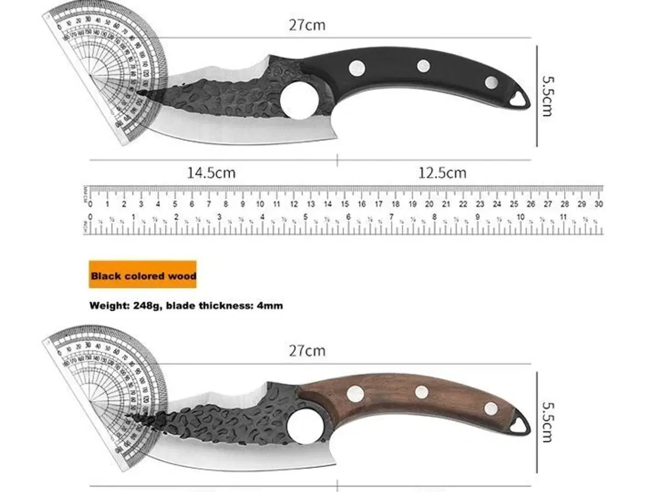 Billede 5 - Ergonomisk japansk urtekniv – sort træhåndtag