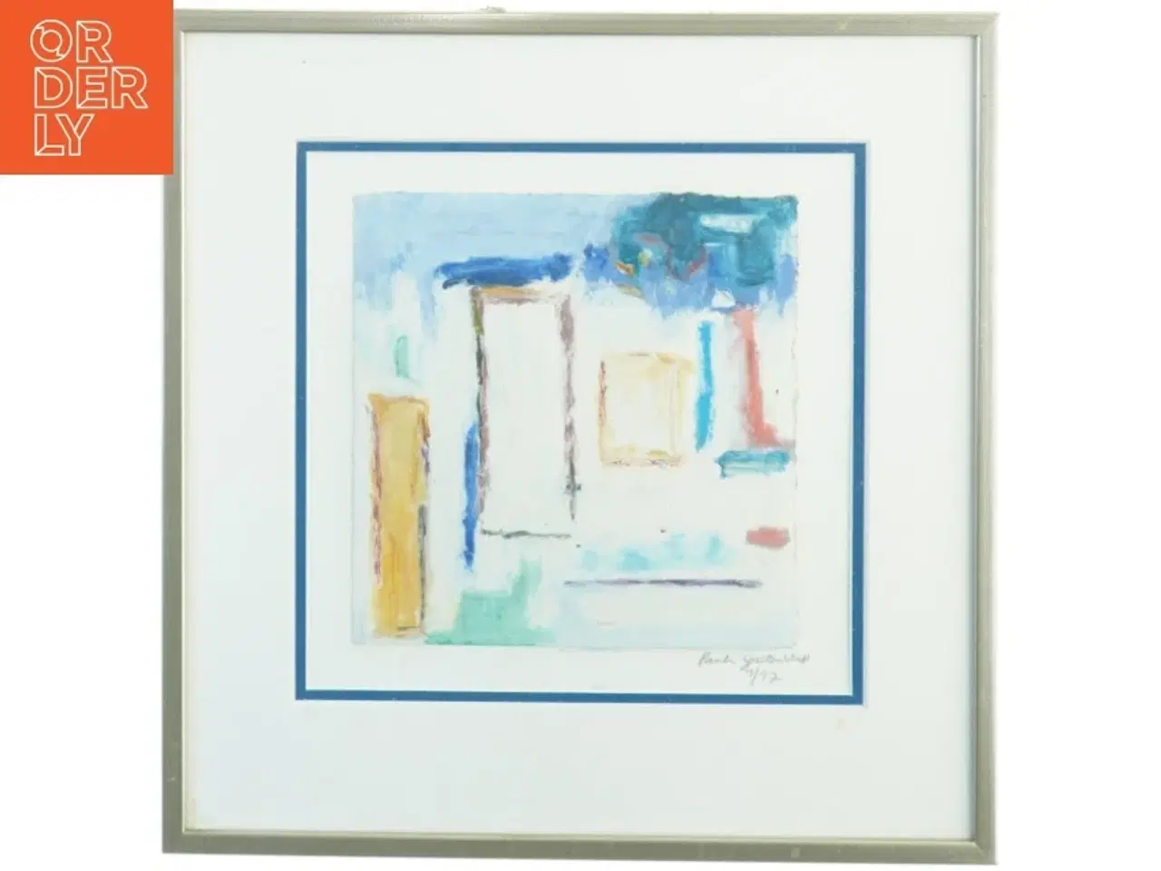 Billede 1 - Indrammet abstrakt maleri (str. 30 x 39 cm)