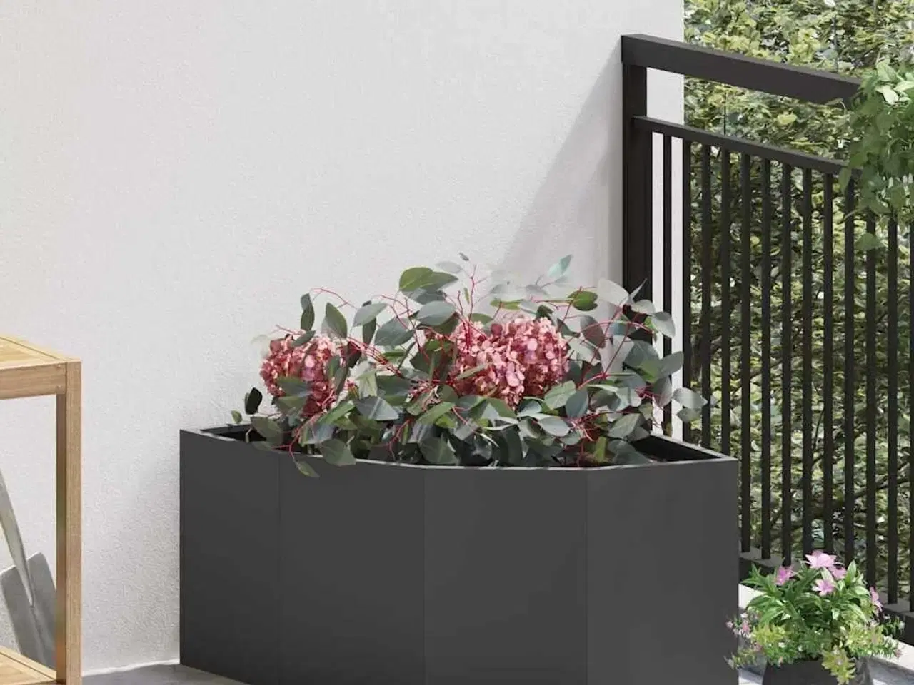 Billede 1 - Hjørne Plantekasse Sort 60 x 60 x 35 cm Stål