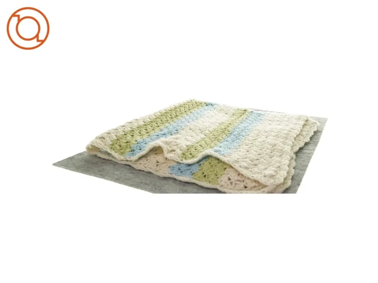 Billede 2 - Strikket tæppe med striber (85 x 90 cm)