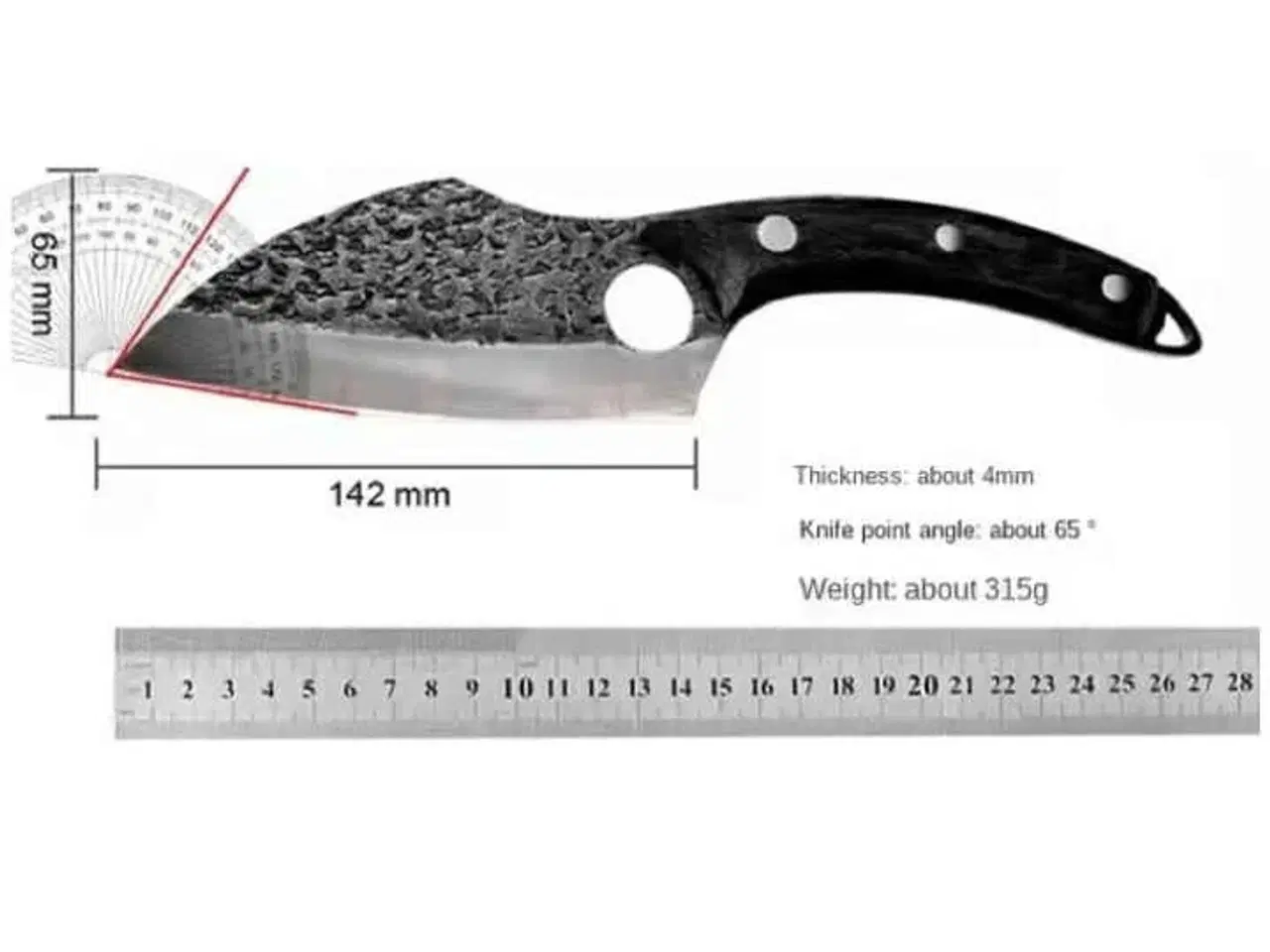 Billede 6 - 2 stk. Køkkenkniv med ergonomisk håndtag - Sort