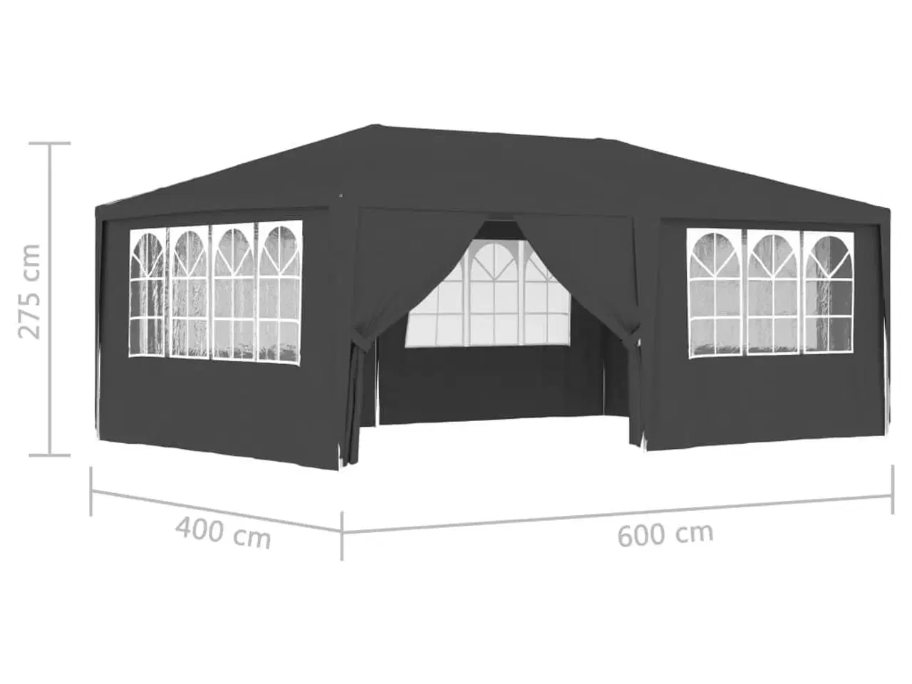 Billede 9 - Festtelt med sidevægge 4x6 m 90 g/m² antracitgrå