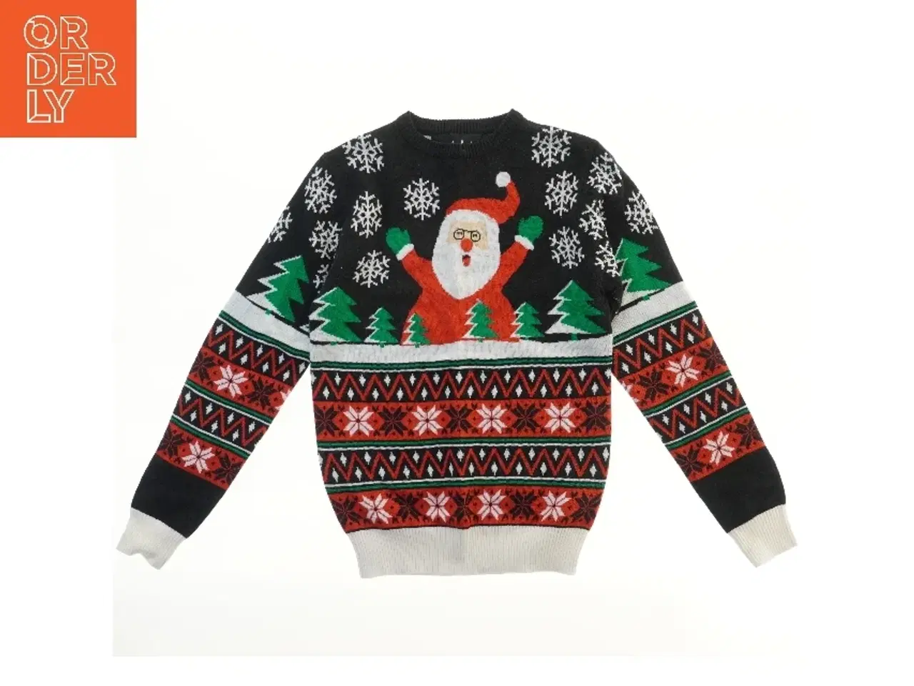 Billede 1 - Julesweater med julemand og snefnug (str. 164)