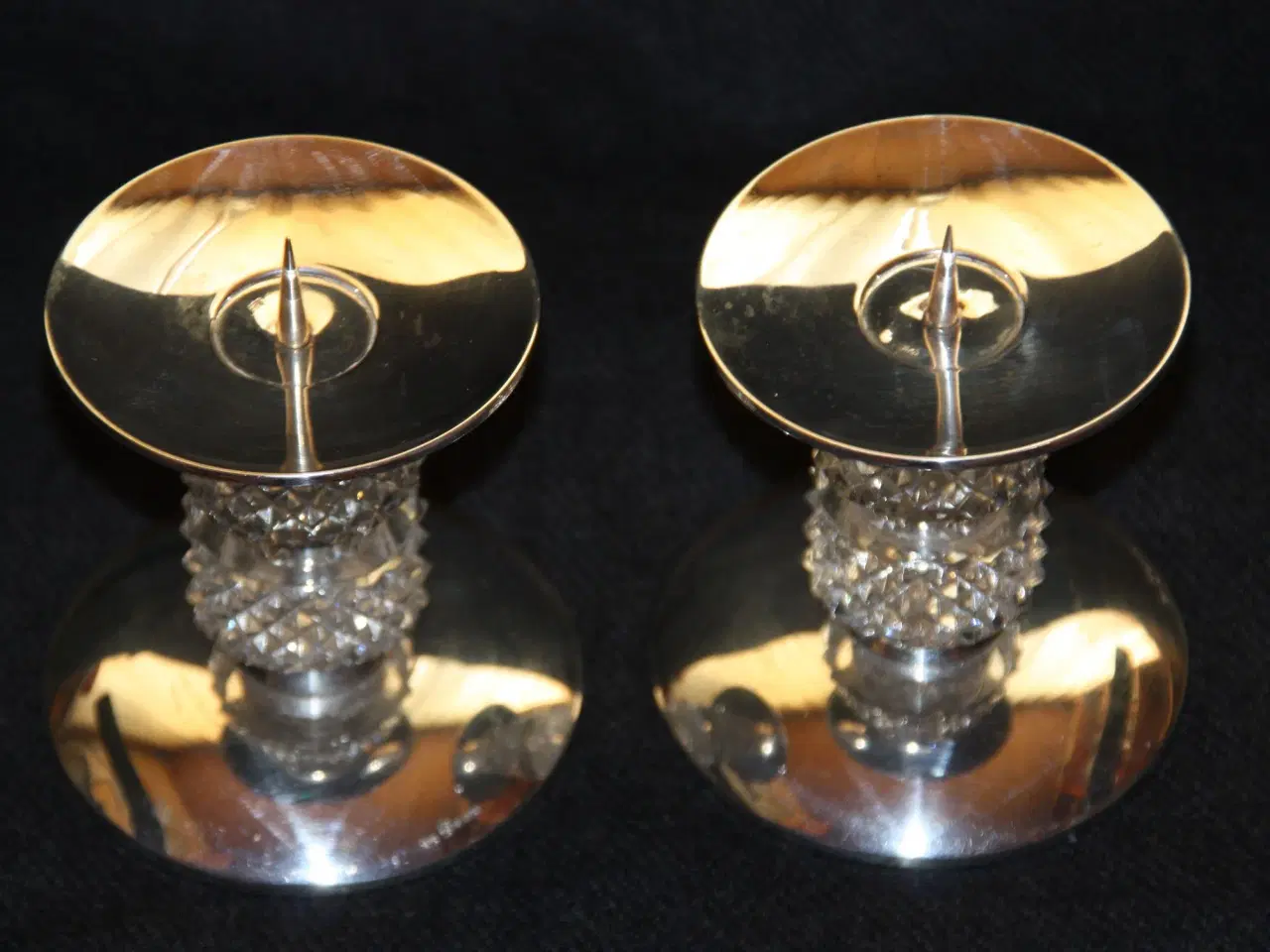 Billede 2 - 2 lysestager i sterling sølv med glas