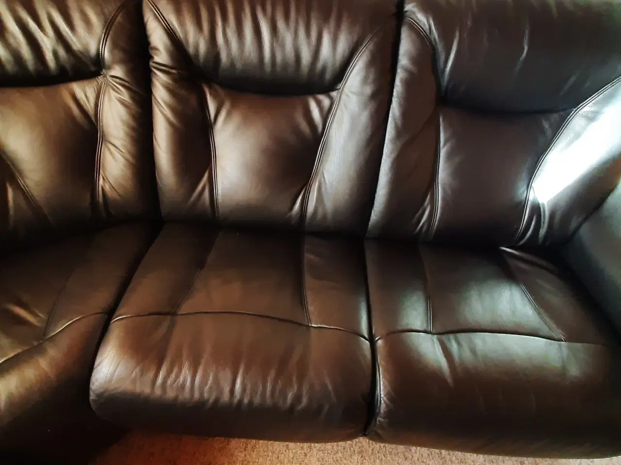 Billede 1 - Sort hjørne lædersofa