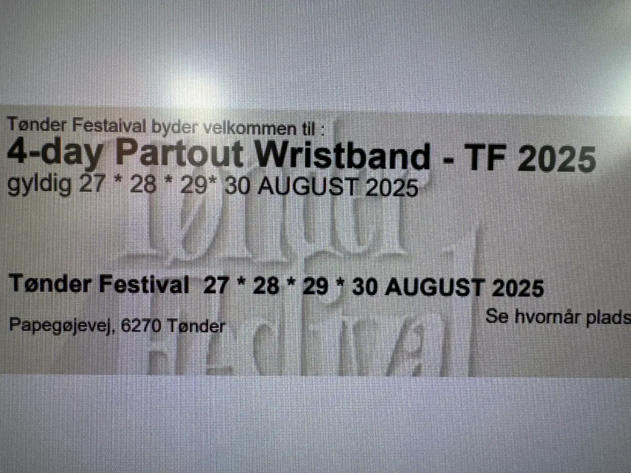 Billede 1 - 2 x 4 days Partout til Tønder Festival