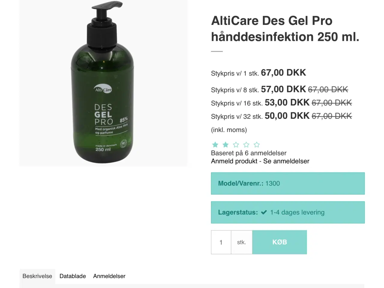 Billede 2 - Håndsprit 250 ml med Aloe Vera