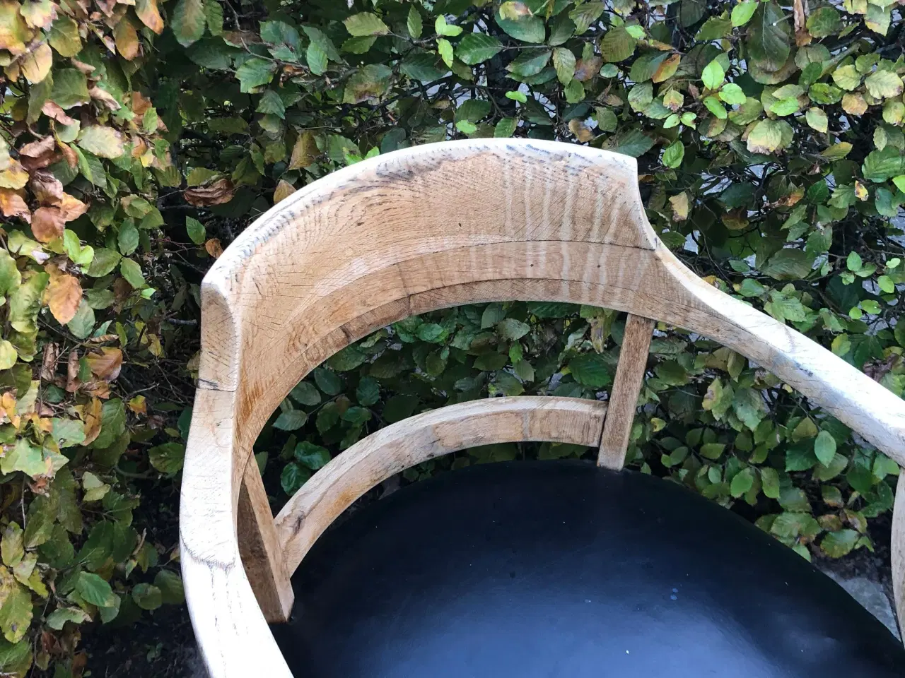 Billede 3 - Egetræs stole med læderbetrukket 