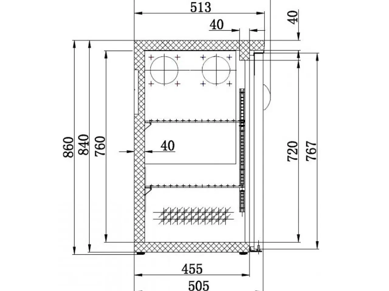 Billede 2 - Combisteel barkølebord med 3 glas låger – 537 L