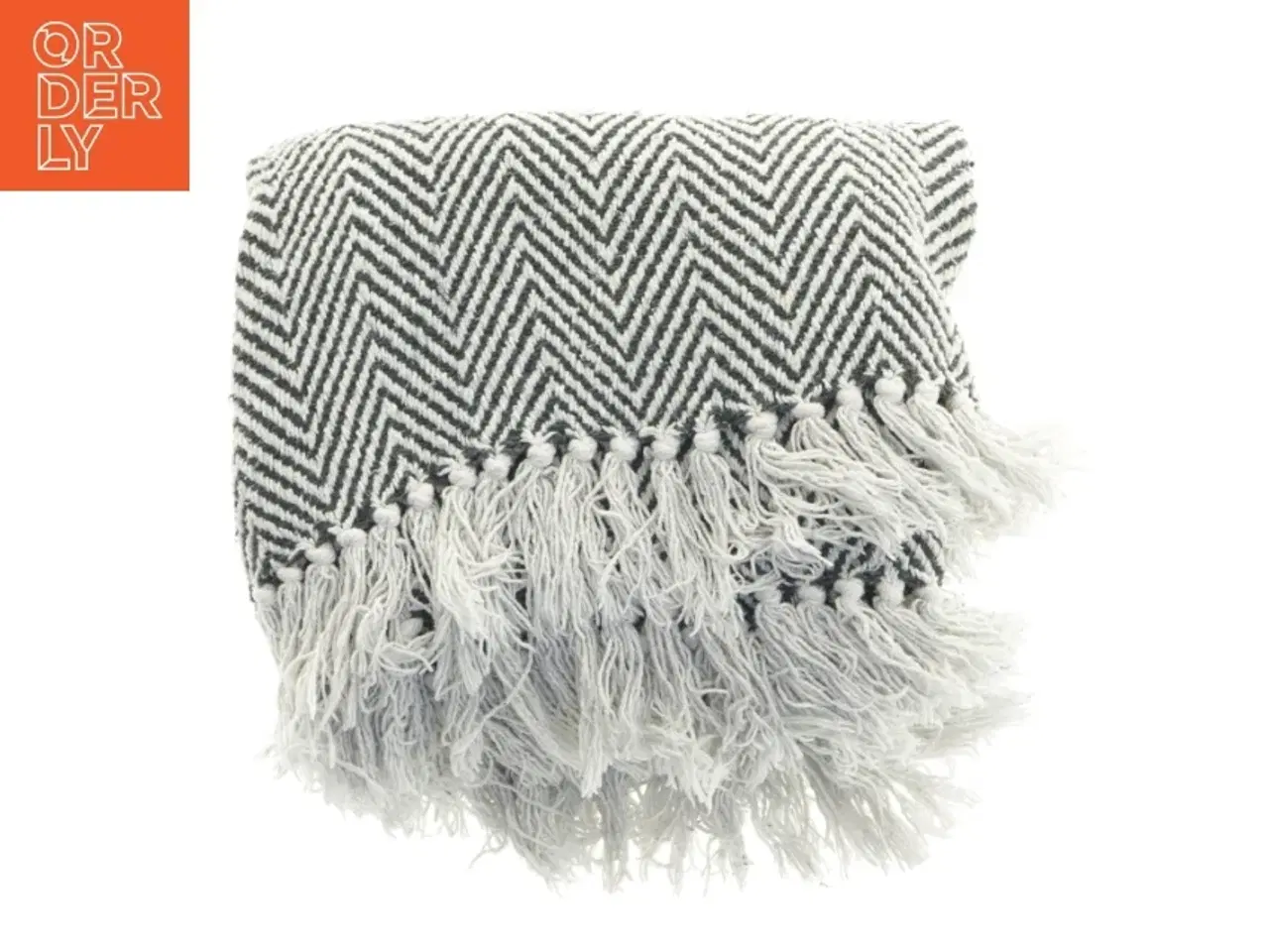 Billede 3 - Stribet tæppe med frynser fra Netto (str. 128 x 113 cm)