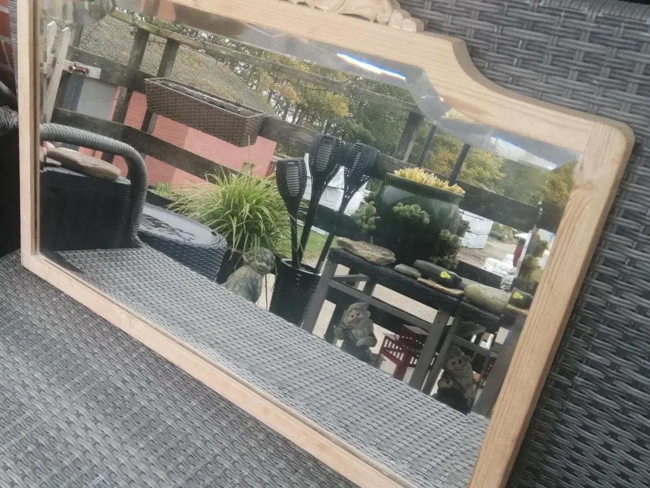 Billede 2 - FLOT GAMMELT AFSYRET EGETRÆS SPEJL