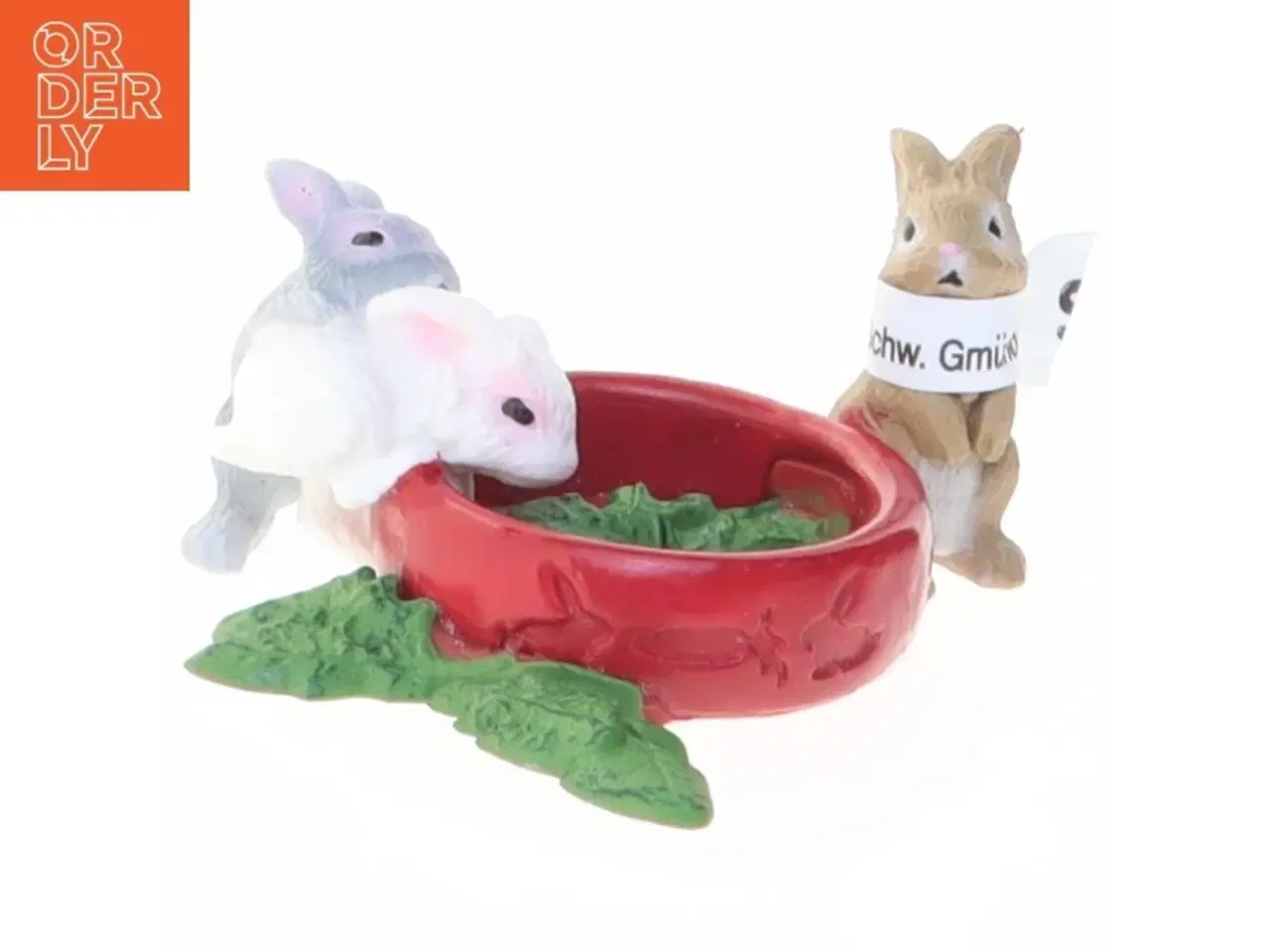 Billede 1 - Schleich kaniner og madskål(str. 6 cm)