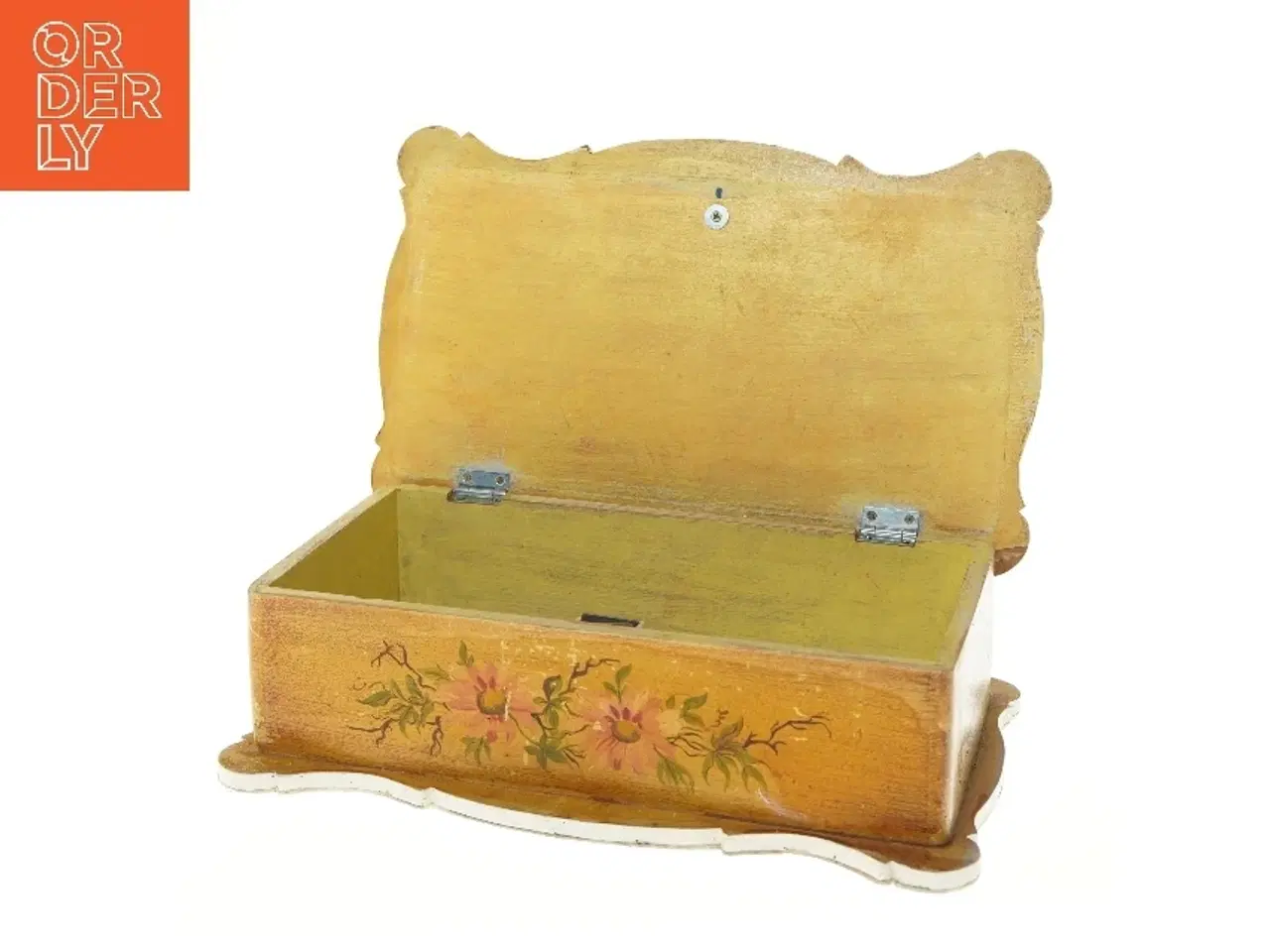 Billede 2 - Dekorativ trææske med blomstermotiv (str. 31,5x19x9 cm)