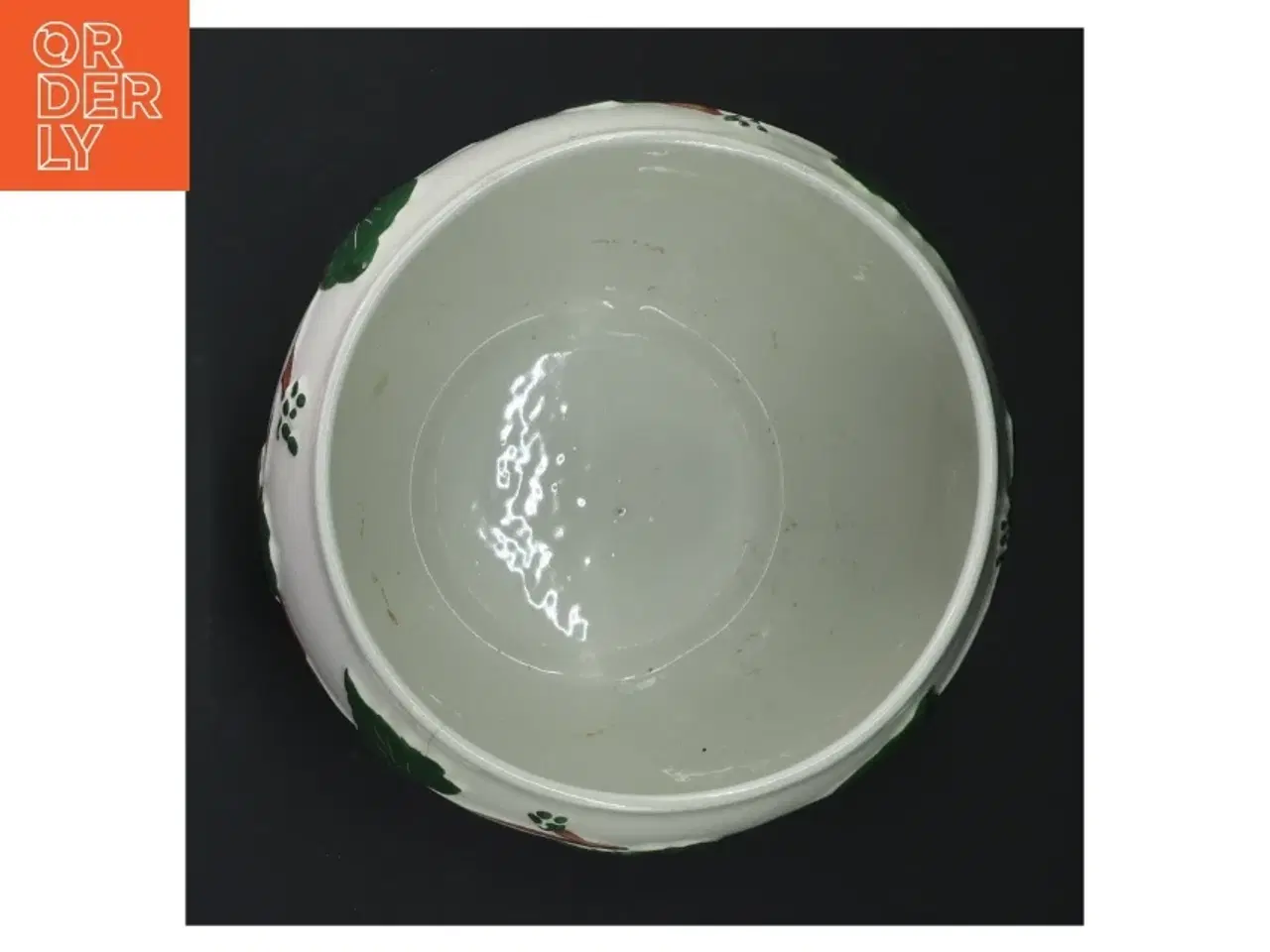 Billede 3 - Keramisk vase med bladmønster (str. H. 12,5 cm. ø. 15,5 cm)
