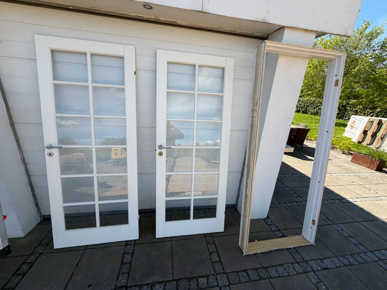 Billede 1 - Hvide glasdøre med sprosser 209x83 cm