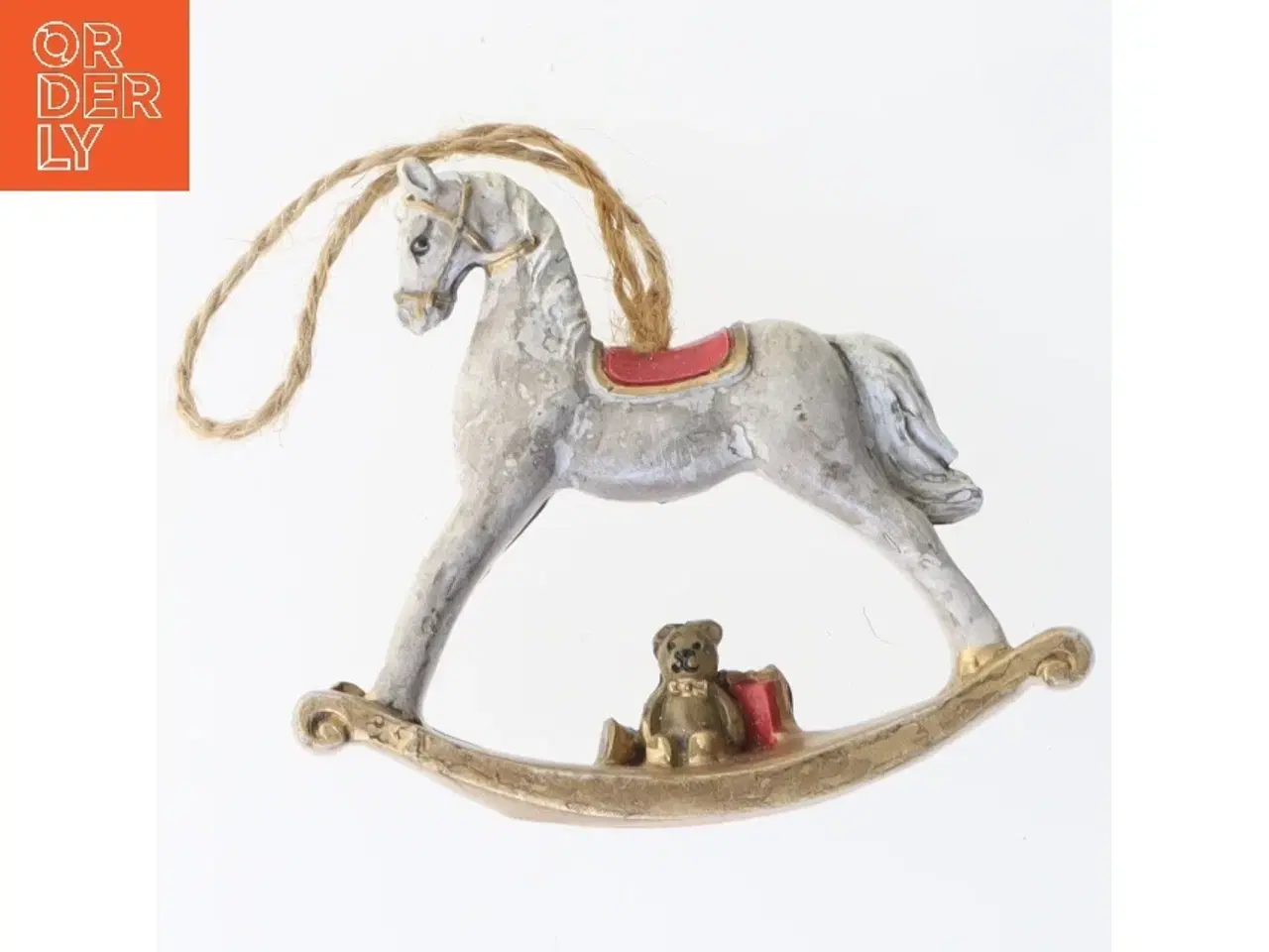 Billede 1 - Gammel Juledekoration med gyngehest (str. 8x7,5 cm)