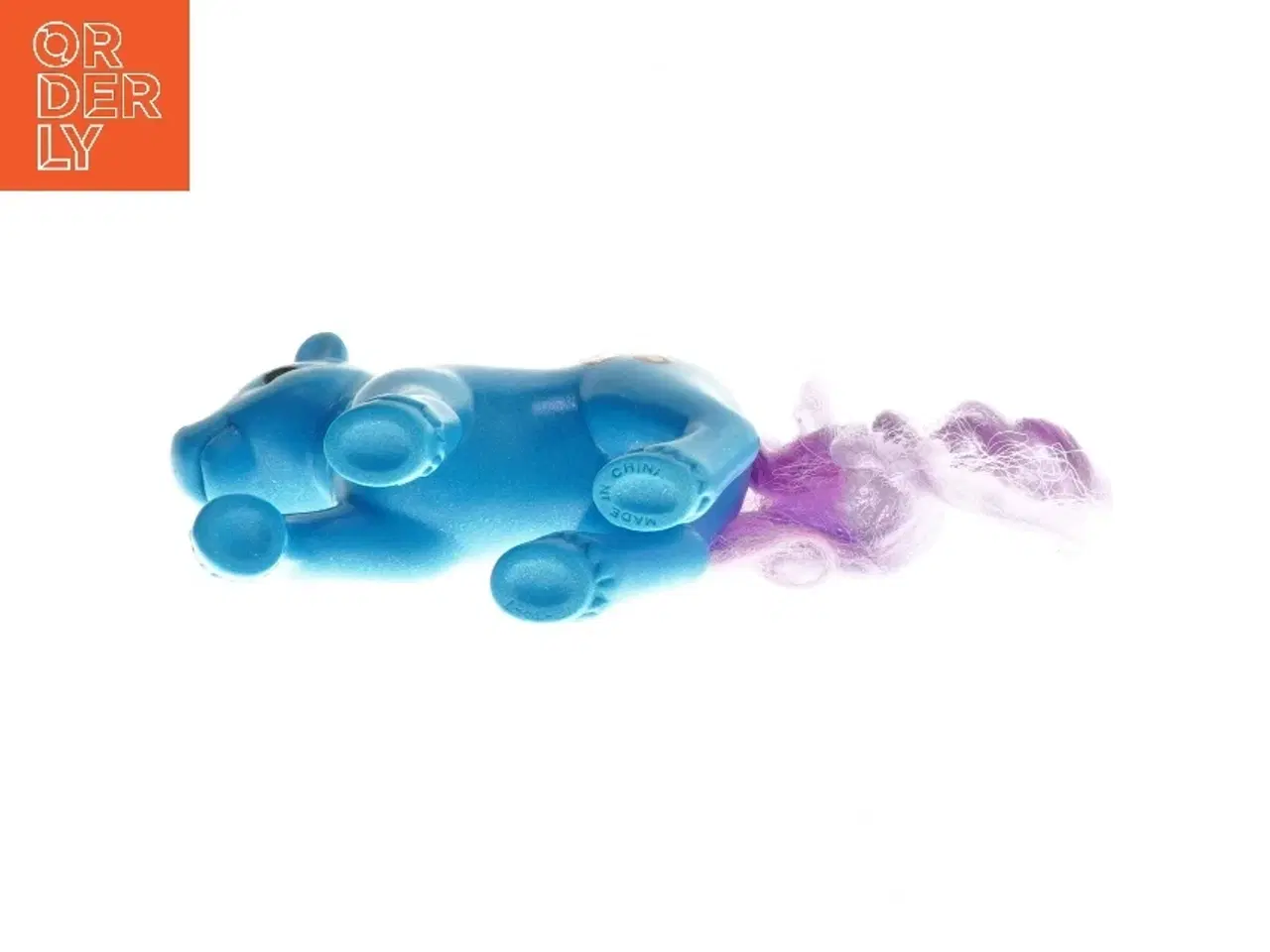 Billede 2 - Blå legetøjshest med lilla hår (str. 13 cm)