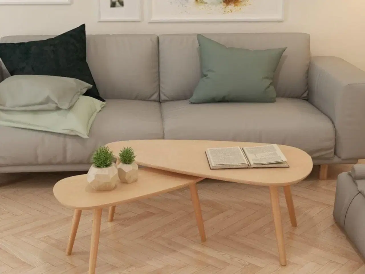 Billede 3 - Sofabordssæt i 2 dele massivt fyrretræ brun