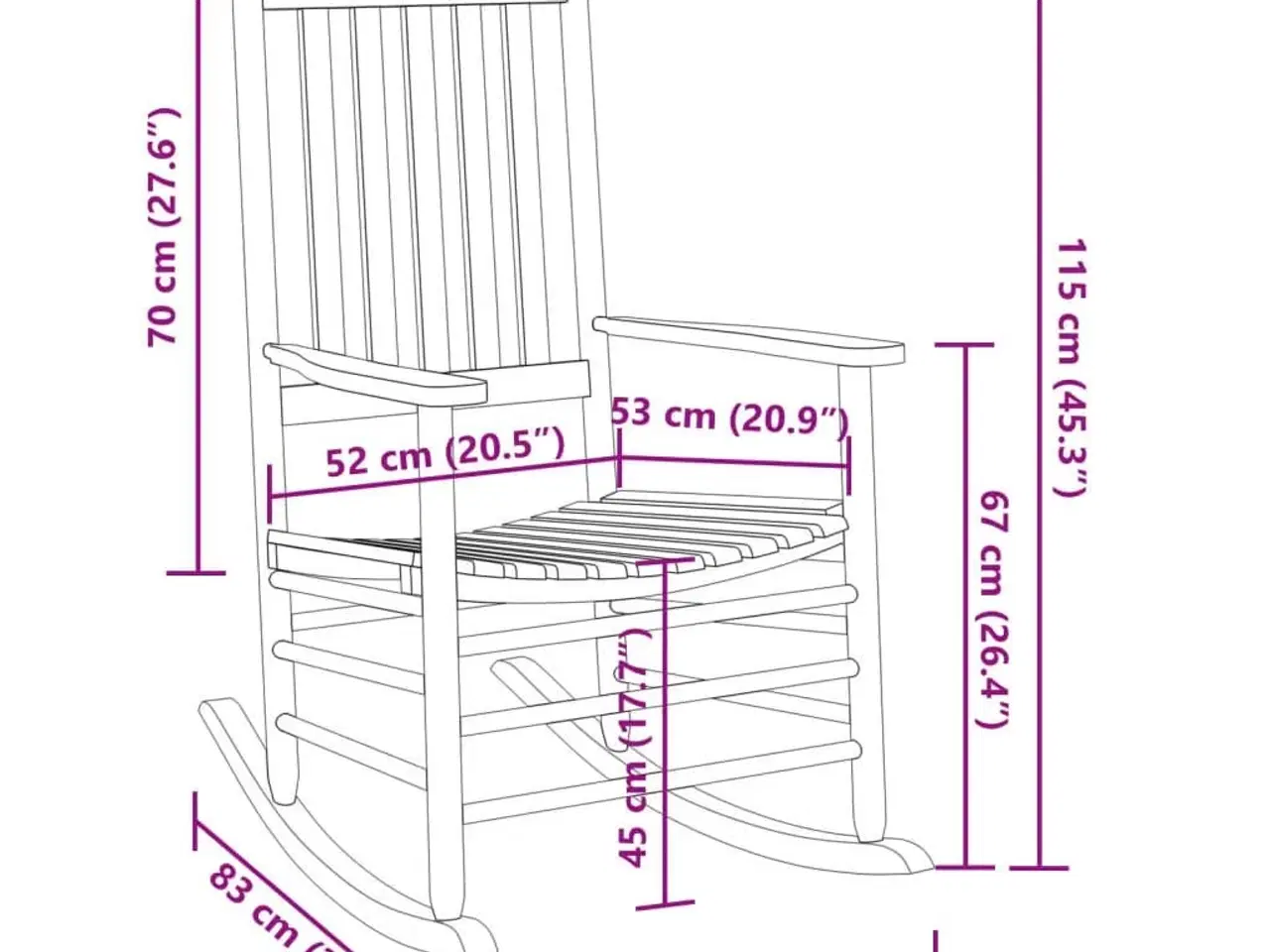 Billede 8 - Gyngestol med buet sæde massivt poppeltræ sort