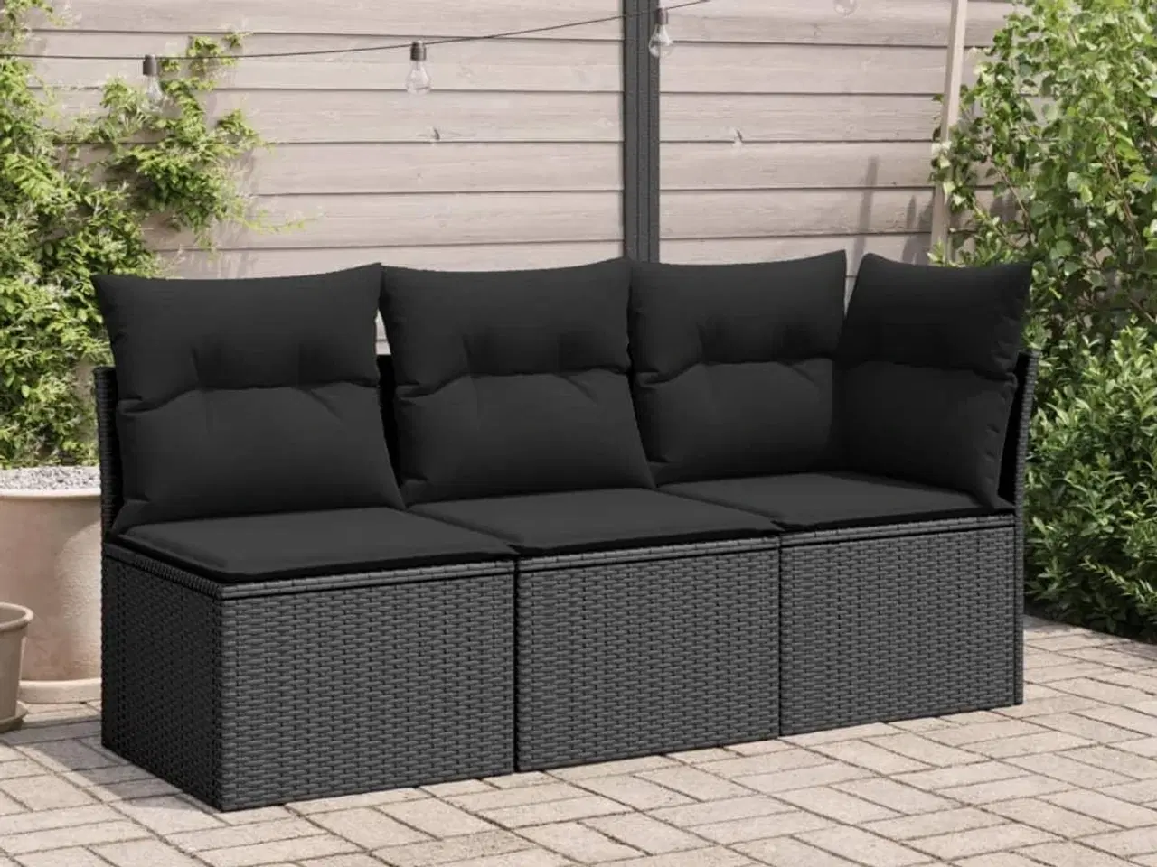 Billede 3 - 3-personers havesofa med hynder polyrattan sort