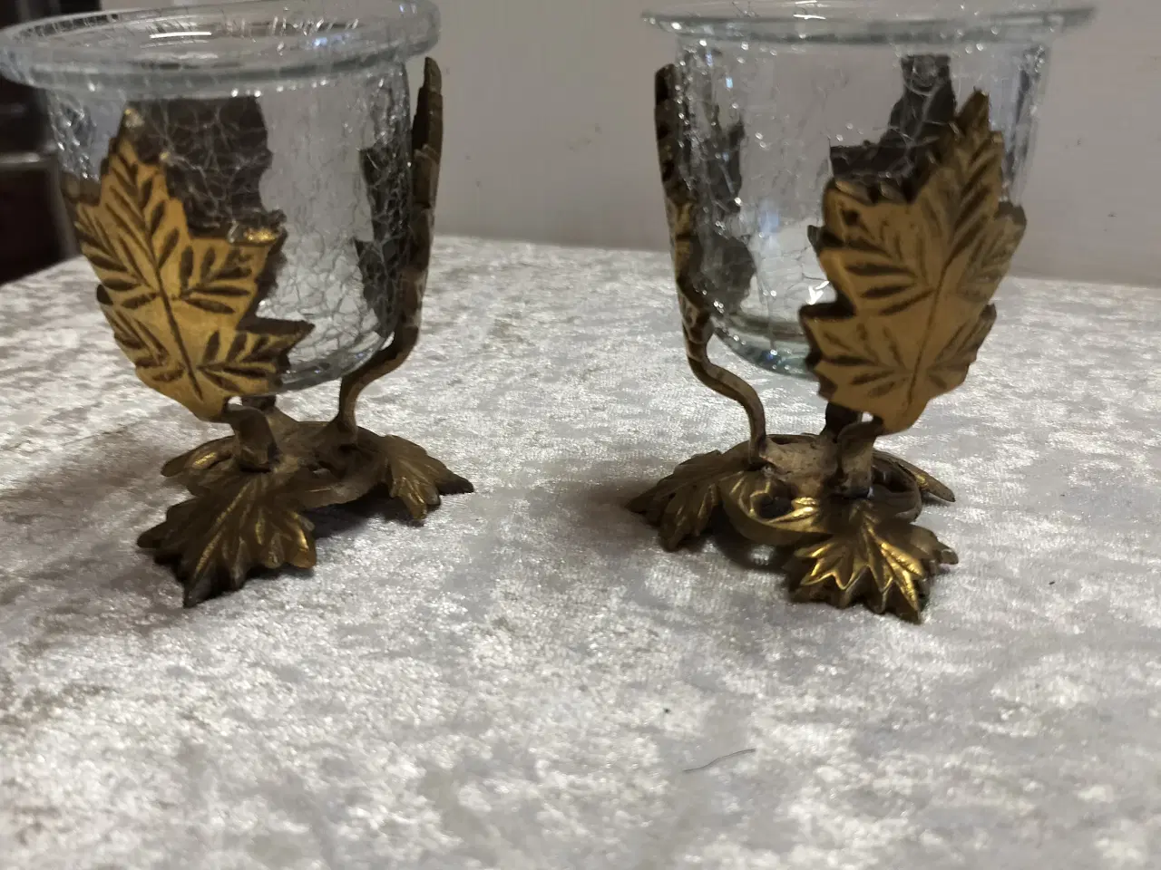 Billede 2 - 2 stk lysestager til fyrfadslys i messing med mele