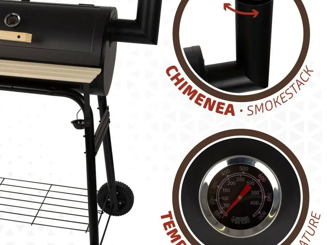 Billede 2 - Kulgrill med hjul Aktive Stål Plastik Emaljeret metal 106 x 106 x 61 cm Sort