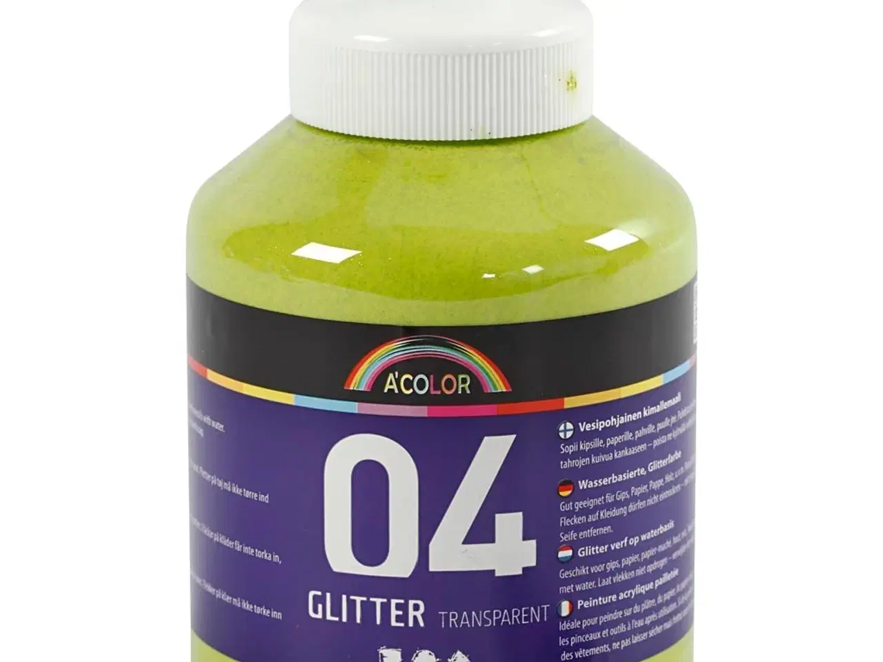 Billede 1 - Akrylmaling Glitter, limegrøn, 500ml/ 1 fl.