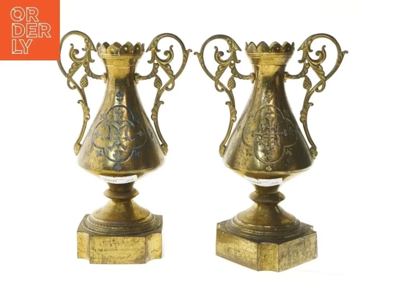 Billede 1 - Franske Messing Alter Lysestager (str. 40x20 cm)